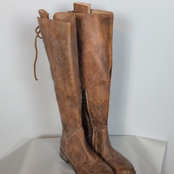 Bed Stu Manchester Knee High Leather Lace Back Boots - Picture 1 of 16